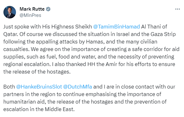 Prime minister Rutte on X