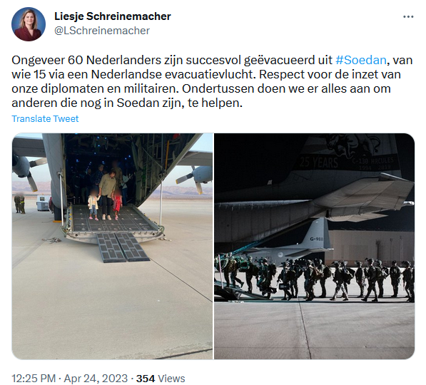 Tweet Schreinemacher Soedan