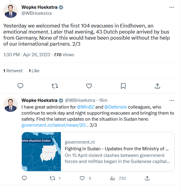 Tweet Hoekstra Sudan